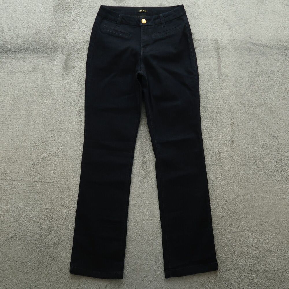IMAN Jeans Women's Size 4 Dark Blue Mid-Rise Straight Denim 31" Inseam Stretch